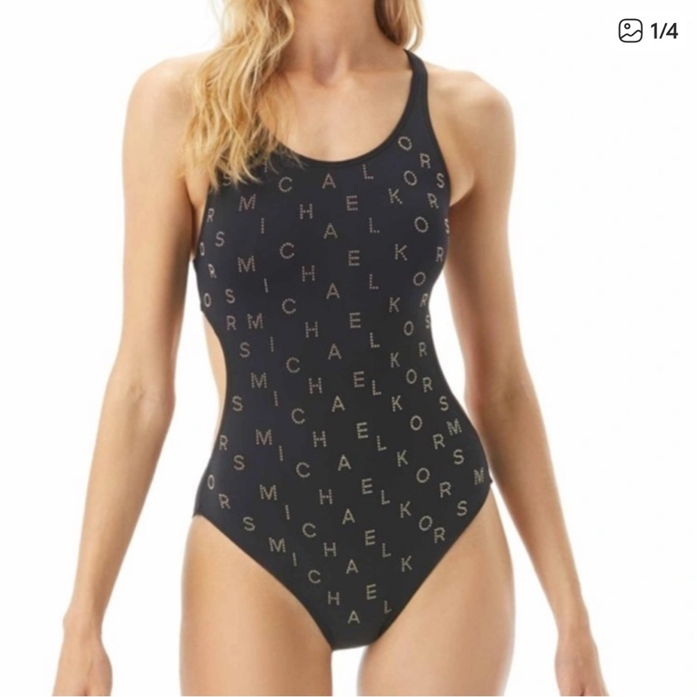 Michael Kors Black Logo One-Piece Swimsuit